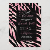 バラエレガント金ゴールドグリッターゼブラブラックアニマルプリント 招待状 (正面/裏面)