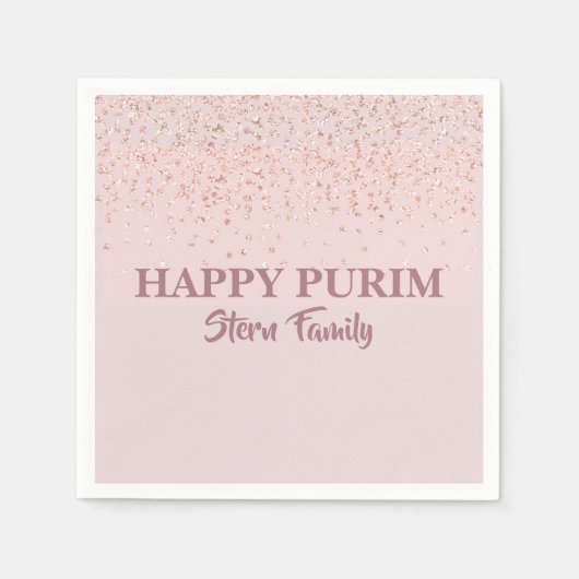 バラエレガント金ゴールドグリッターダストハッピープリム スタンダードカクテルナプキン (正面)