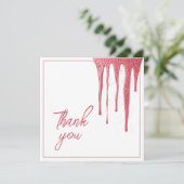 バラエレガント金ゴールドグリッタードリップスウィート16誕生日 サンキューカード (スタンド正面)