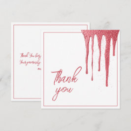 バラエレガント金ゴールドグリッタードリップスウィート16誕生日 サンキューカード