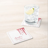 バラエレガント金ゴールドグリッタードリップスウィート16誕生日 スクエアペーパーコースター (インサイチュ)