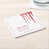 バラエレガント金ゴールドグリッタードリップスウィート16誕生日 スクエアペーパーコースター (アングル)