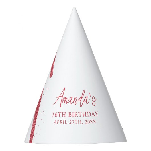 バラエレガント金ゴールドグリッタードリップスウィート16誕生日 パーティーハット (正面)