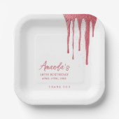 バラエレガント金ゴールドグリッタードリップスウィート16誕生日 ペーパープレート (正面)