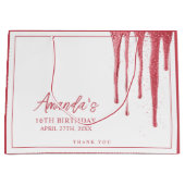 バラエレガント金ゴールドグリッタードリップスウィート16誕生日 ラージペーパーバッグ (正面)