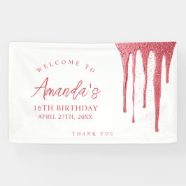 バラエレガント金ゴールドグリッタードリップスウィート16誕生日 横断幕