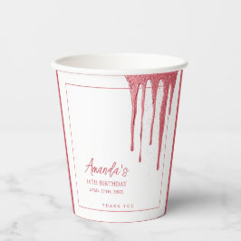 バラエレガント金ゴールドグリッタードリップスウィート16誕生日 紙コップ