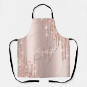 バラエレガント金ゴールドグリッタードリップスドロップモノグラム エプロン (正面)