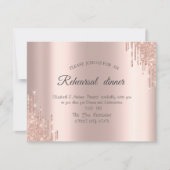 バラエレガント金ゴールドグリッタードリップスリハーサルディナー 招待状 (正面)