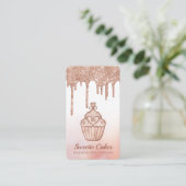 バラエレガント金ゴールドグリッタードリップベーカリーカップケーキ 名刺 (スタンド正面)