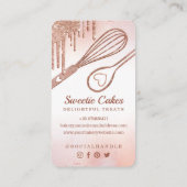 バラエレガント金ゴールドグリッタードリップベーカリーカップケーキ 名刺 (裏面)