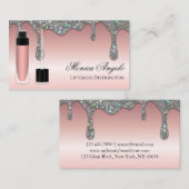 バラエレガント金ゴールドグリッタードリップリップグロスをテーマにした 名刺 (正面/裏面)