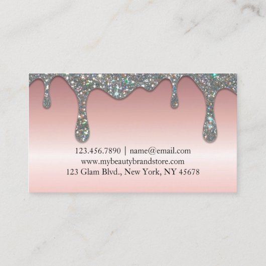 バラエレガント金ゴールドグリッタードリップリップグロスをテーマにした 名刺 (裏面)