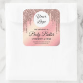 バラエレガント金ゴールドグリッタードリップ製品ロゴラベル スクエアシール (バッグ)