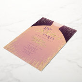 バラエレガント金ゴールドグリッタードレス18th誕生日 箔招待状 (回転した状態)