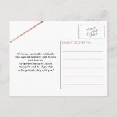 バラエレガント金ゴールドグリッターネイビーブルーバルミツワー 案内ポストカード (裏面)