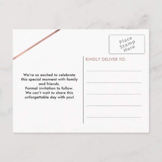 バラエレガント金ゴールドグリッターネイビーブルーバルミツワー 案内ポストカード (裏面)