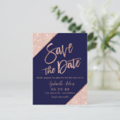 バラエレガント金ゴールドグリッターネイビーブルーバルミツワー 案内ポストカード (スタンド正面)