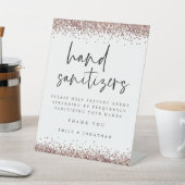 バラエレガント金ゴールドグリッターハンドサニタイザステーション 台座サイン (インサイチュ)