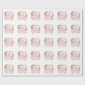 バラエレガント金ゴールドグリッターバラモノグラム ラッピングペーパー (フラット)