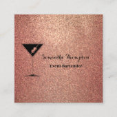 バラエレガント金ゴールドグリッターバーテンダー名刺 スクエア名刺 (正面)