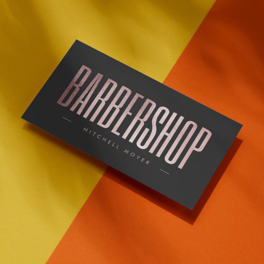 バラエレガント金ゴールドグリッターバーバーショップ 名刺