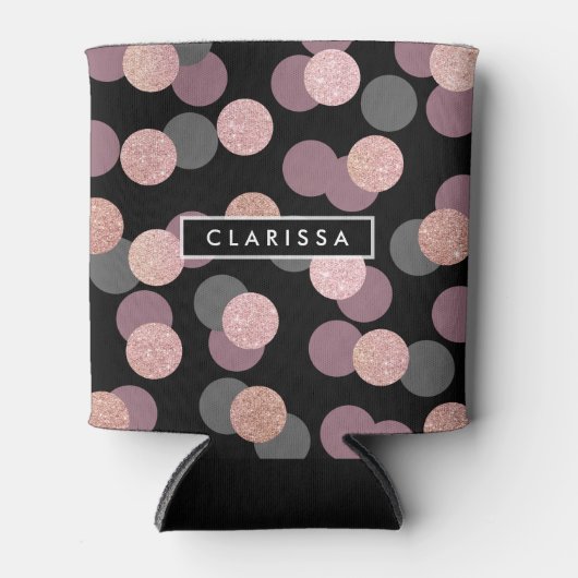 バラエレガント金ゴールドグリッターパステルピンク紙吹雪 缶クーラー (正面)