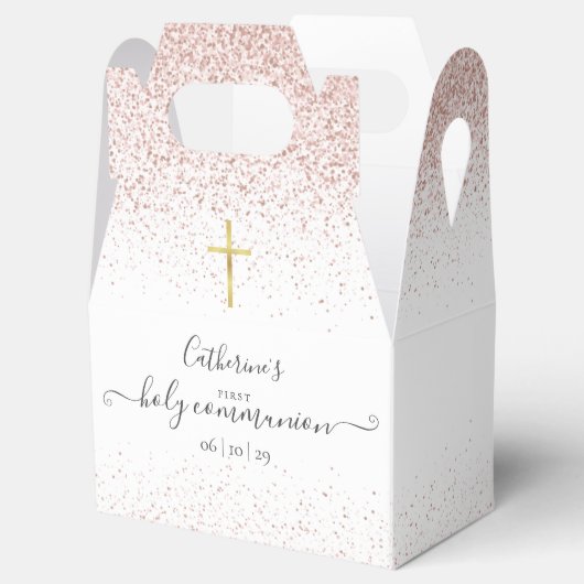 バラエレガント金ゴールドグリッターファーストホーリーコミュニオン フェイバーボックス (オープン)