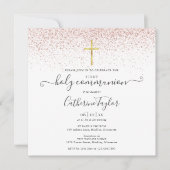 バラエレガント金ゴールドグリッターファーストホーリーコミュニオン 招待状 (正面)