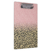 バラエレガント金ゴールドグリッターブラックレオパードプリント クリップボード (右)