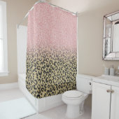 バラエレガント金ゴールドグリッターブラックレオパードプリント シャワーカーテン (インサイチュ)