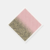 バラエレガント金ゴールドグリッターブラックレオパードプリント スタンダードカクテルナプキン (角)