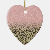 バラエレガント金ゴールドグリッターブラックレオパードプリント セラミックオーナメント (右)