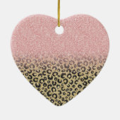 バラエレガント金ゴールドグリッターブラックレオパードプリント セラミックオーナメント (裏面)