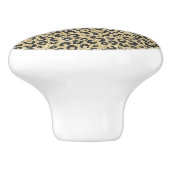 バラエレガント金ゴールドグリッターブラックレオパードプリント セラミックノブ (側面)