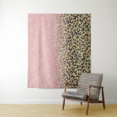 バラエレガント金ゴールドグリッターブラックレオパードプリント タペストリー (インサイチュ)