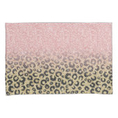 バラエレガント金ゴールドグリッターブラックレオパードプリント 枕カバー (正面右)