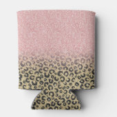 バラエレガント金ゴールドグリッターブラックレオパードプリント 缶クーラー (裏面)