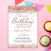 バラエレガント金ゴールドグリッターホワイトエイジ誕生日 招待状