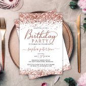 バラエレガント金ゴールドグリッターホワイトエイジ誕生日 招待状