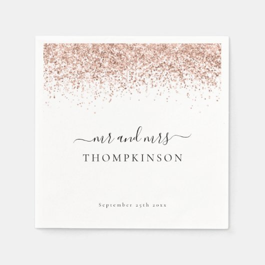 バラエレガント金ゴールドグリッターミセス氏デイト結婚氏 スタンダードカクテルナプキン (正面)