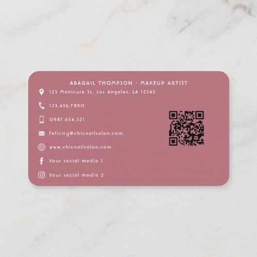 バラエレガント金ゴールドグリッターメイクアップアーティスト 名刺 (裏面)