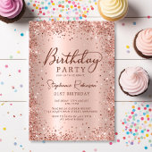 バラエレガント金ゴールドグリッターメタル21st誕生日 招待状