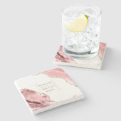 バラエレガント金ゴールドグリッターモノグラム新規結石 ストーンコースター (横)