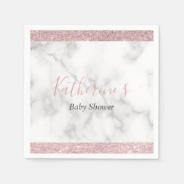 バラエレガント金ゴールドグリッター白大理石ベビーシャワー スタンダードカクテルナプキン
