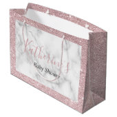 バラエレガント金ゴールドグリッター白大理石ベビーシャワー ラージペーパーバッグ (裏面アングル)