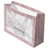 バラエレガント金ゴールドグリッター白大理石ベビーシャワー ラージペーパーバッグ (正面アングル)