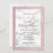 バラエレガント金ゴールドグリッター白大理石ベビーシャワー 招待状 (正面)