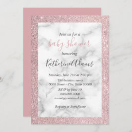 バラエレガント金ゴールドグリッター白大理石ベビーシャワー 招待状