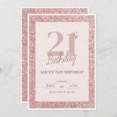 バラエレガント金ゴールドグリッター21歳の誕生日セレブラシオ 招待状 (正面/裏面)